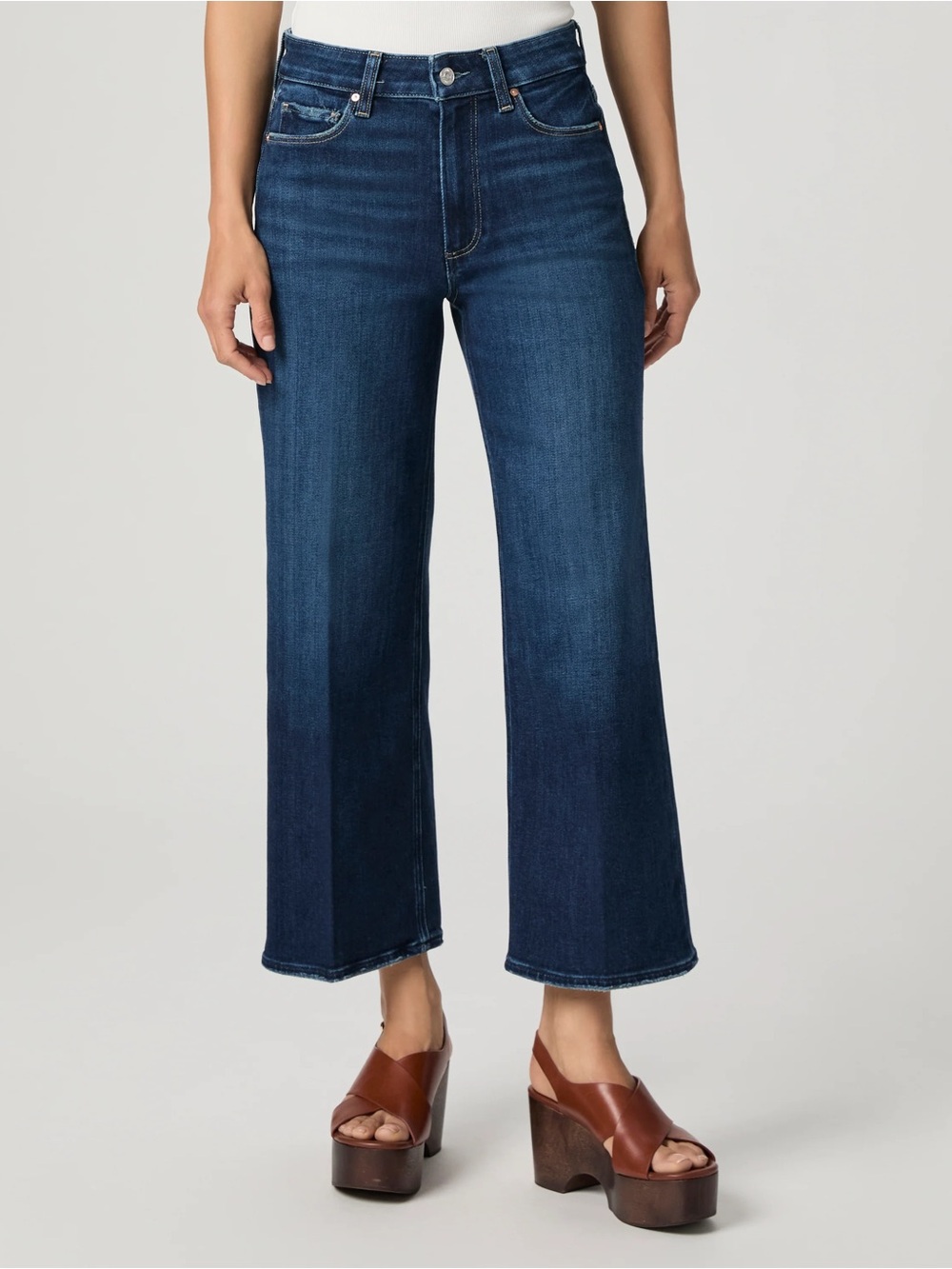PAIGE Annesa Wide-Leg Cotton Blend Jeans in Overdrive Size 30